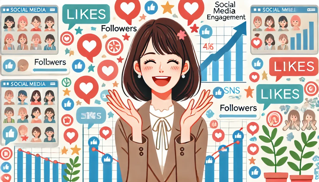 SNSがバズって喜んでいる女性