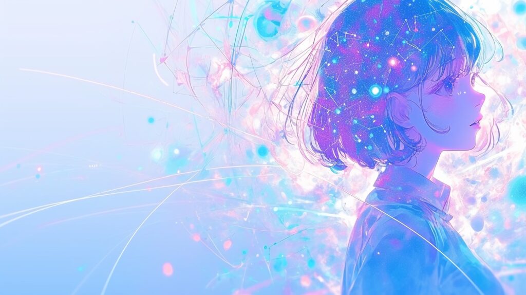 女性が未来を見つめている画像