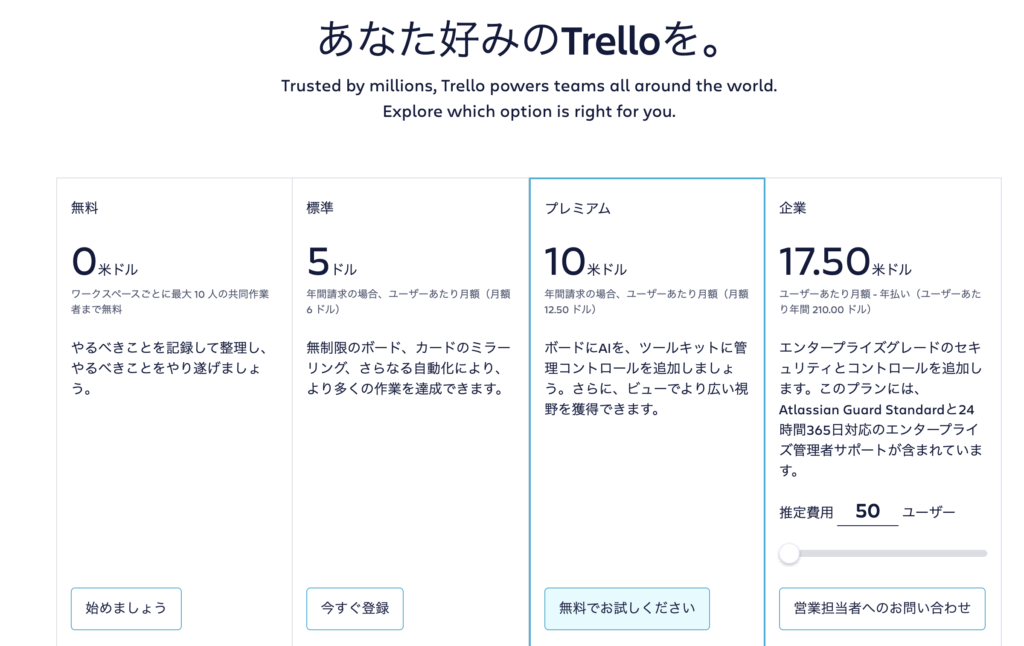 Trello公式サイトより引用