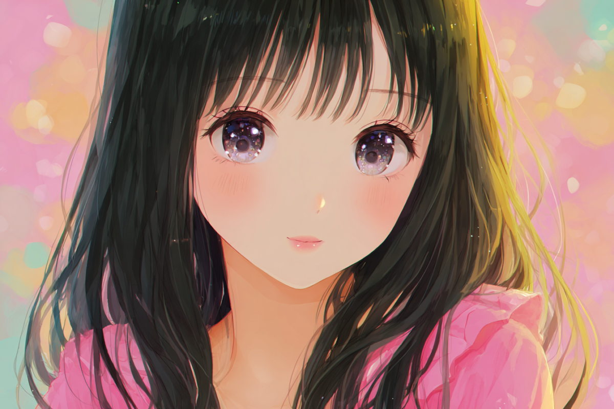 こちらを見つめている女性のイラスト