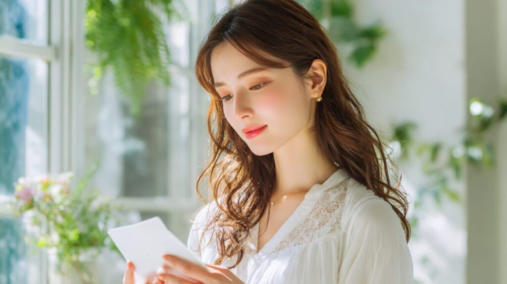 書類を眺める女性