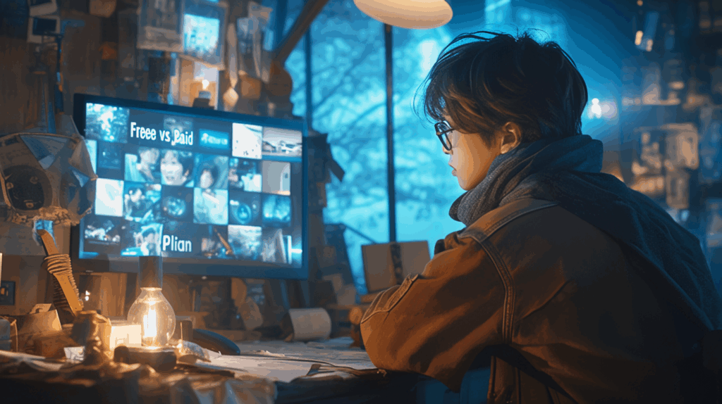 モニターを見つめて作業をしている男性