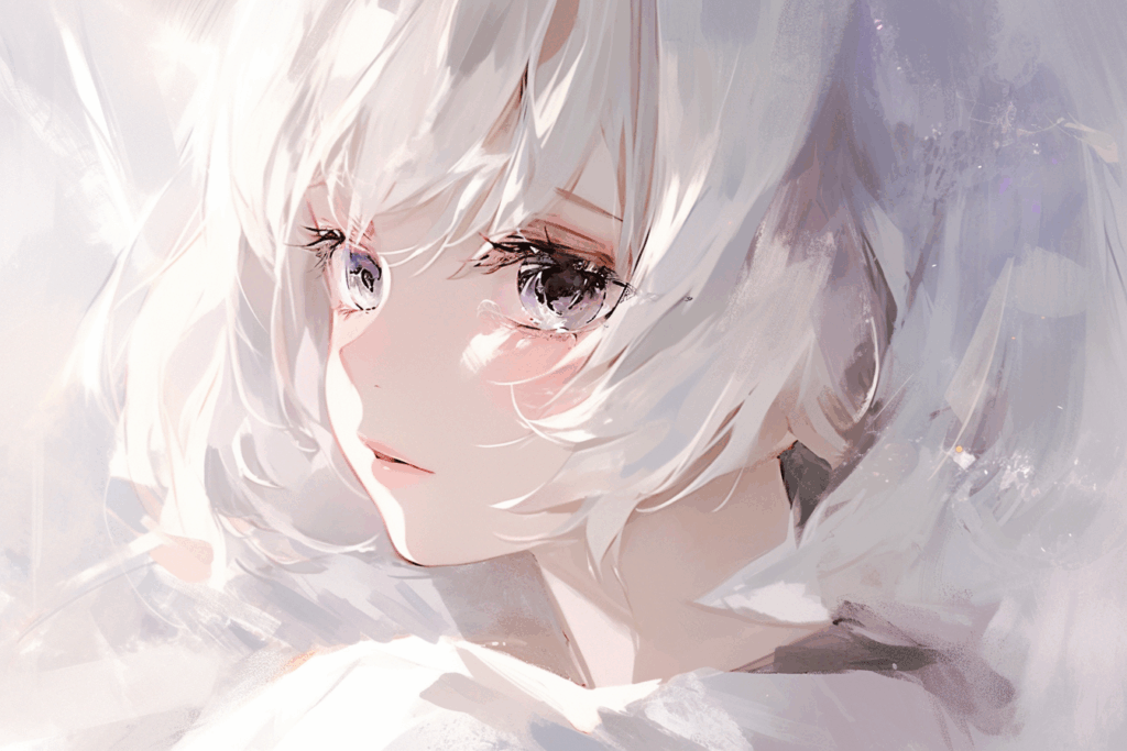 アニメ調の女の子が何かを見つめている
