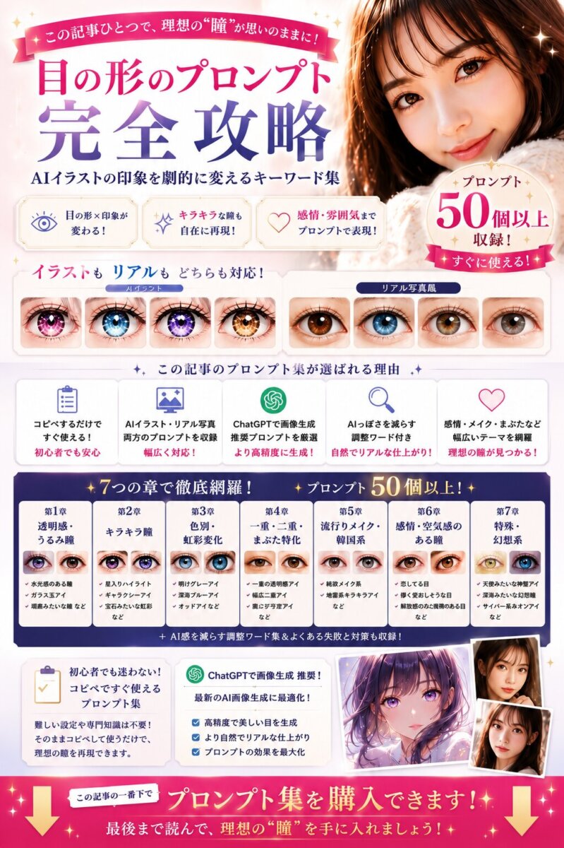 目の形のプロンプト完全攻略