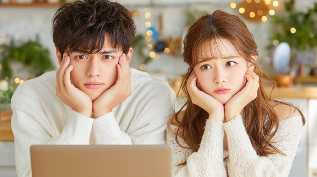 困っている男女の様子