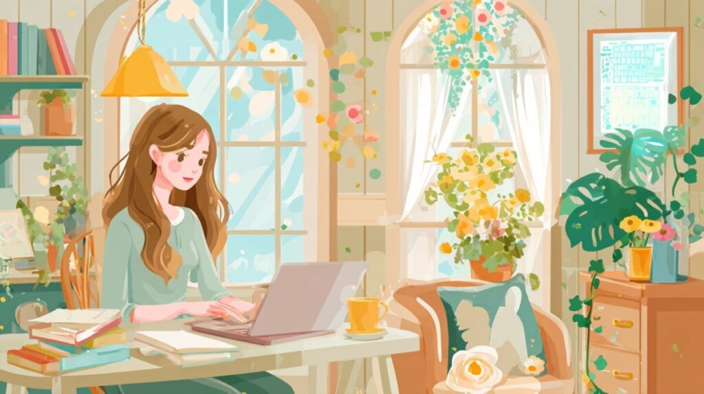 女性がPCで作業をしている様子