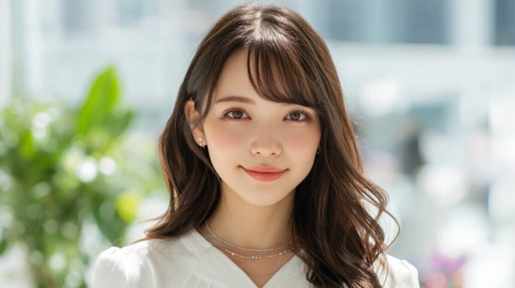 こちらを見ている女性のAI画像