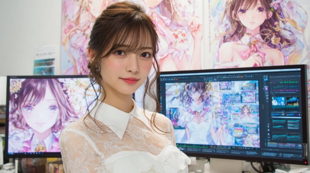 生成AIで画像生成している女性のAIイラスト