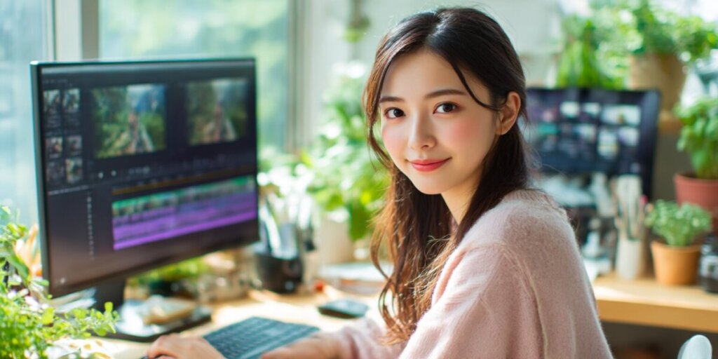 パソコン作業をしている女性