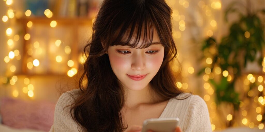 スマホを見ている女性