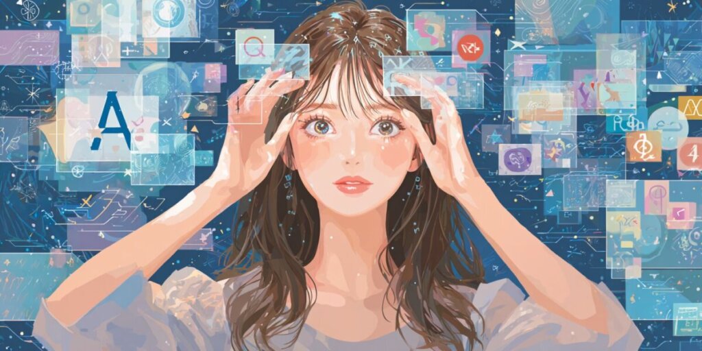 女性がこちらを見ているAIイラスト画像