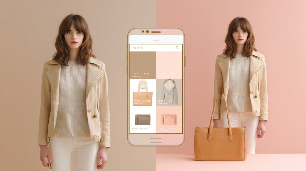 モデル女性が加工されている対比のAIイラスト画像