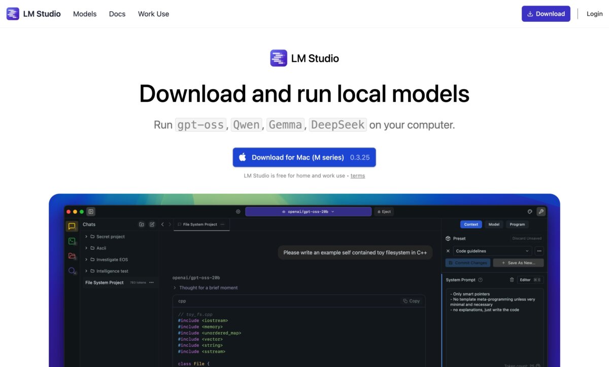 LM studio 公式サイトより引用