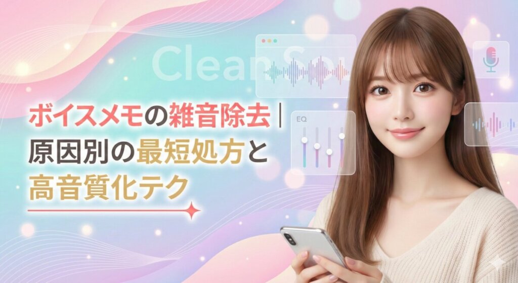 ボイスメモの雑音除去｜衣擦れ・風・ハム音を消す原因別最短処方と高音質化の下処理テンプレ