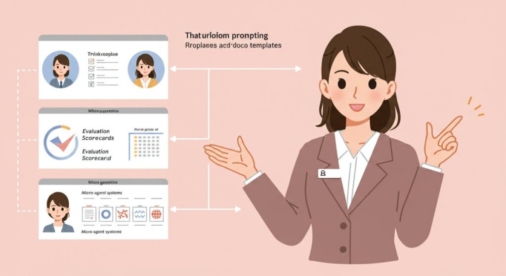 図解を説明する女性のAIイラスト