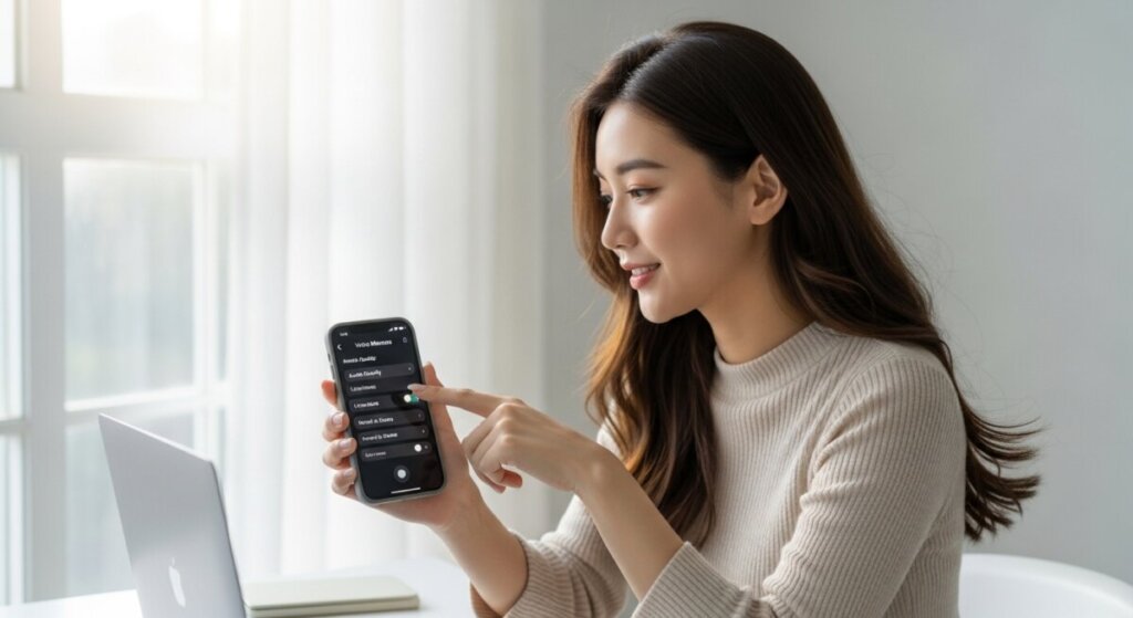 スマホを持っている女性のAIイラスト