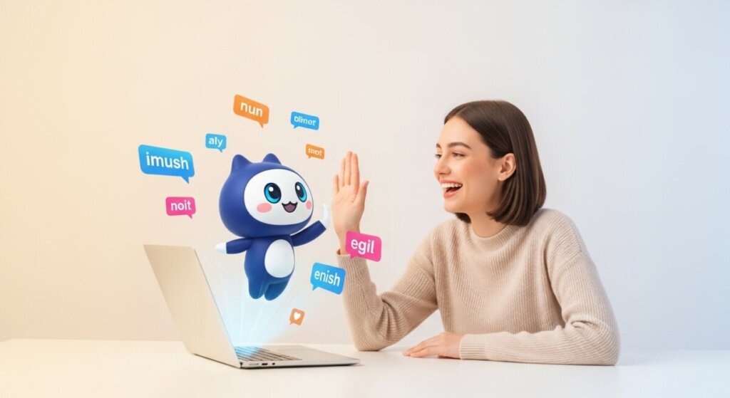 AI英会話をしている女性のAIイラスト