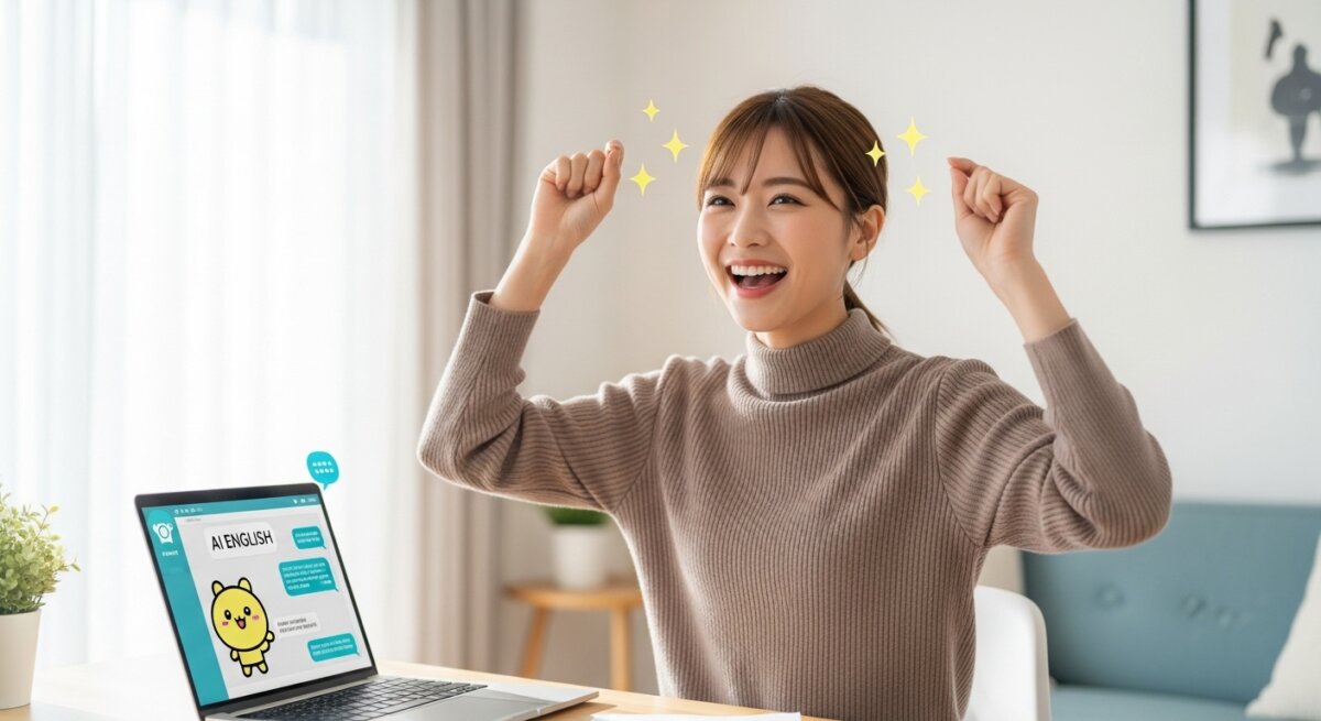 AI英会話をしている女性のAIイラスト