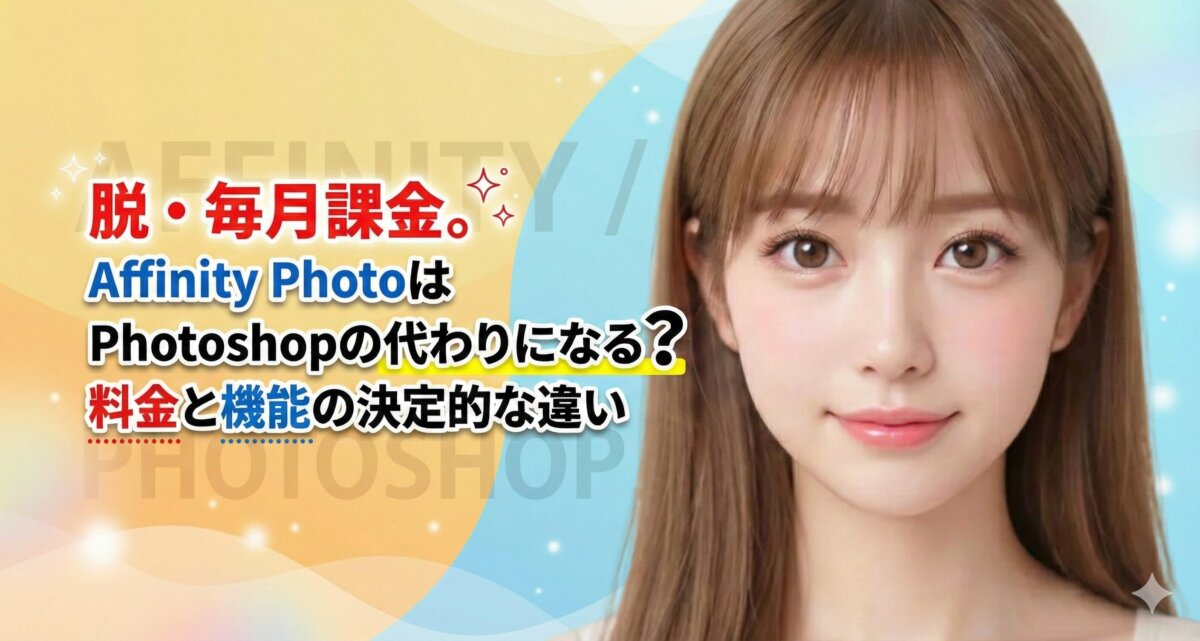 脱・毎月課金。Affinity PhotoはPhotoshopの代わりになる？料金と機能の決定的な違い