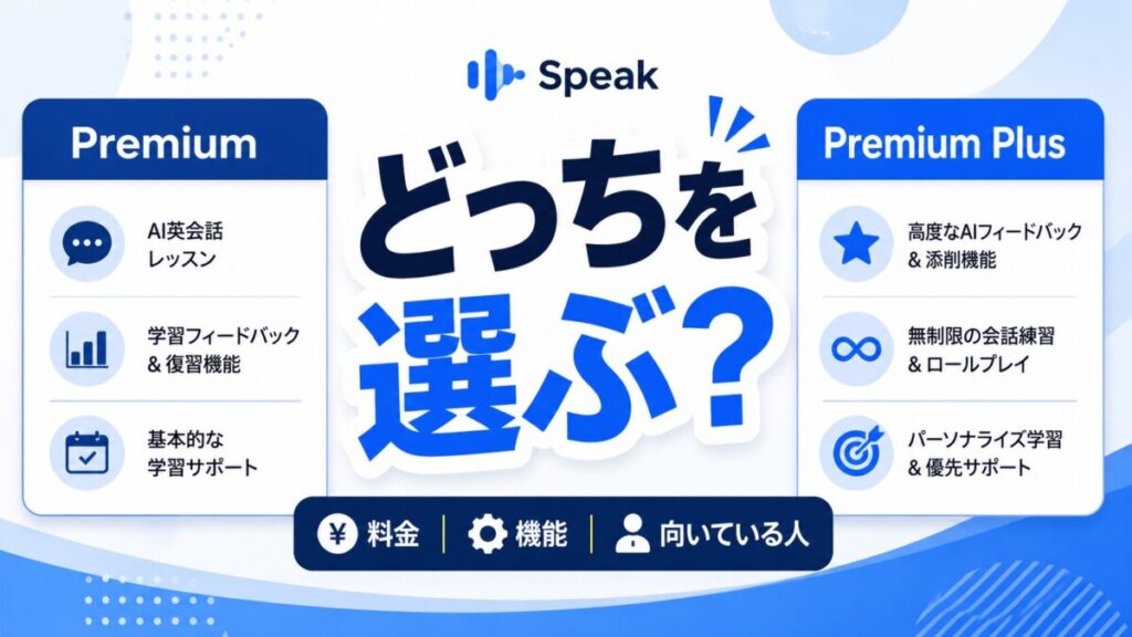 スピーク プレミアムとプレミアムプラスの違いを比較|どちらを選ぶべきか解説のアイキャッチ画像